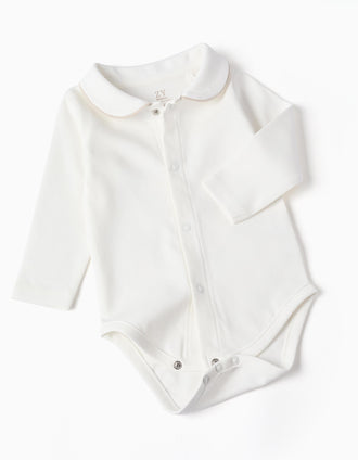 Body + jardineiras às riscas para recém-nascidos, branco/bege