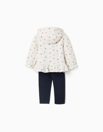 Conjunto de 3 peças de algodão para bebé menina, branco/rosa/azul