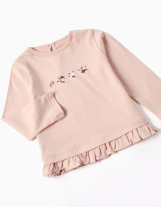 Conjunto de 3 peças de algodão para bebé menina, branco/rosa/azul