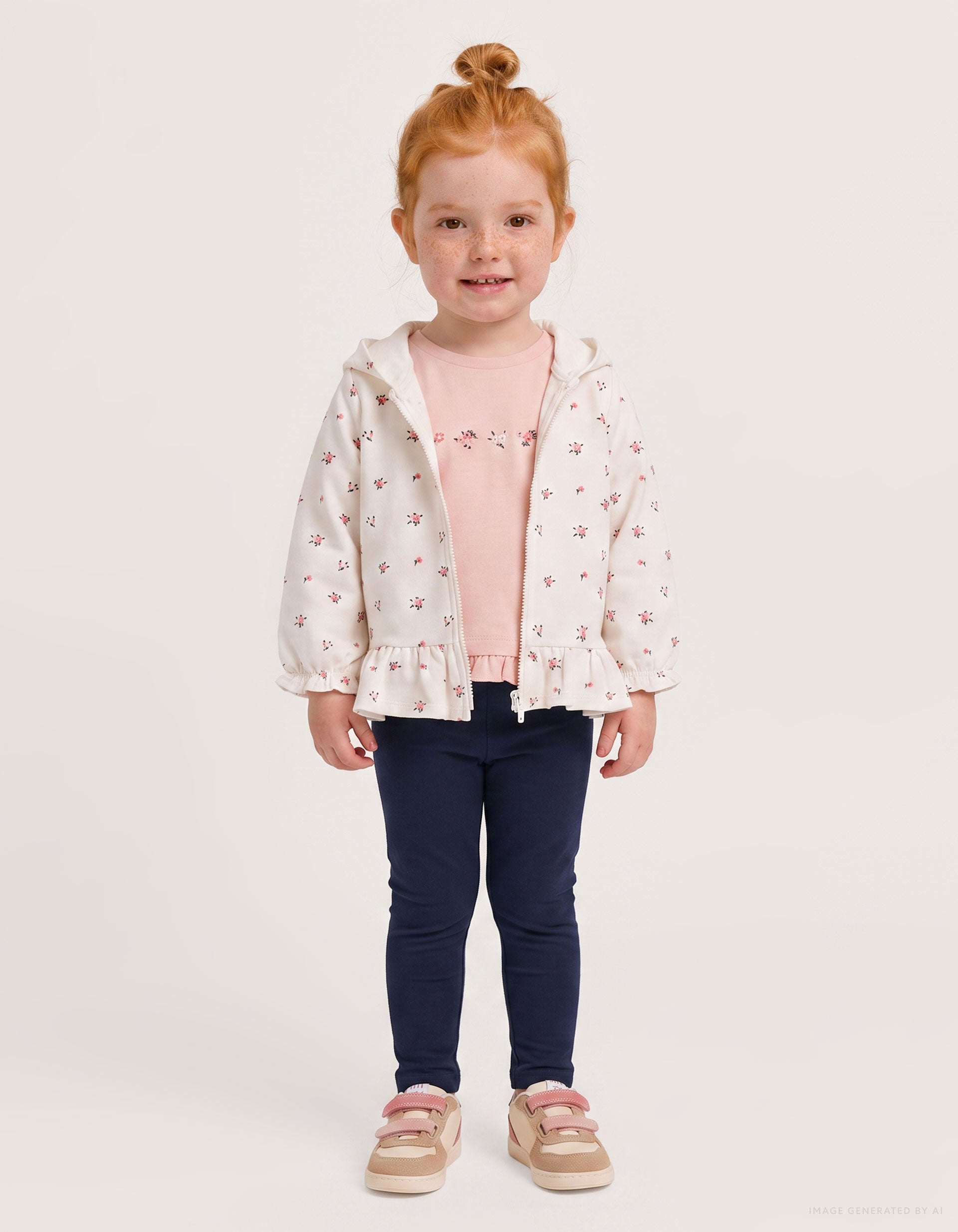 Conjunto de 3 piezas de algodón con flores para bebé niña, blanco/rosa/azul