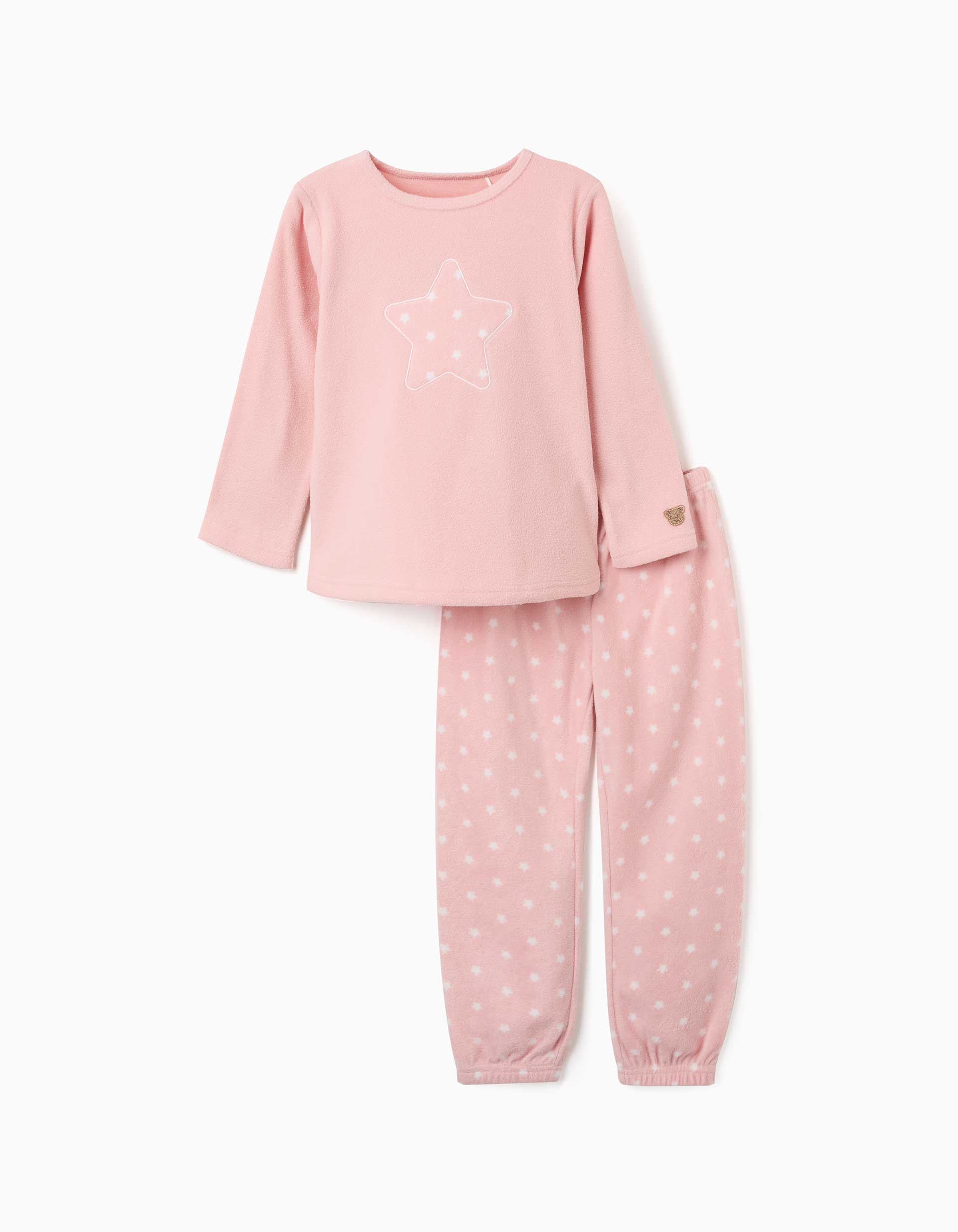 Pyjama en polaire avec étoiles brodées pour fille, rose