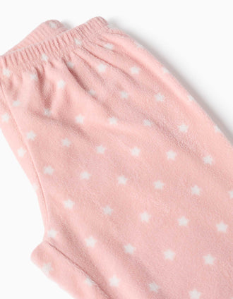 Pyjama en polaire avec étoiles brodées pour fille, rose