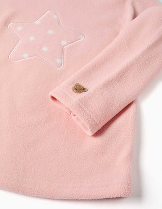 Pyjama en polaire avec étoiles brodées pour fille, rose