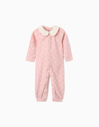 Pijama pelele de felpa polar con estrellas para recién nacida y bebé, rosa