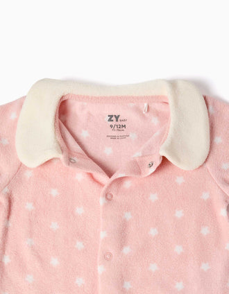 Pijama pelele de felpa polar con estrellas para recién nacida y bebé, rosa