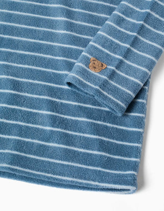 Pijama polar às riscas para menino, azul/branco