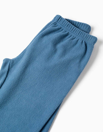 Pijama polar às riscas para menino, azul/branco