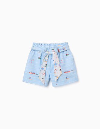 Short en coton avec imprimé Carolina Celas x Zippy pour fille, bleu clair