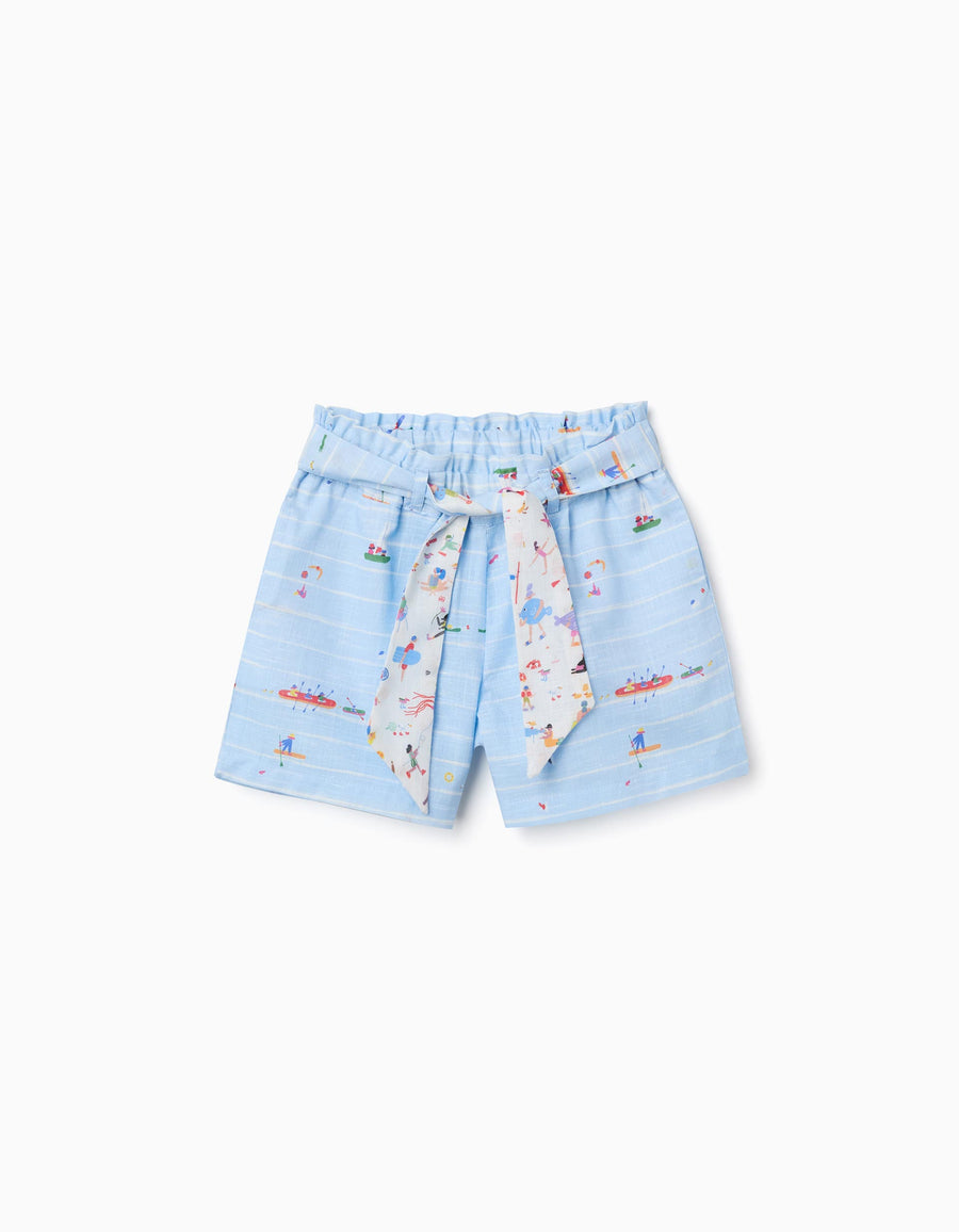 Cotton shorts with print Carolina Celas x Zippy for girls, light blue