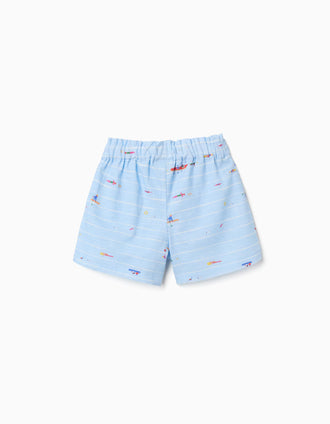 Short en coton avec imprimé Carolina Celas x Zippy pour fille, bleu clair