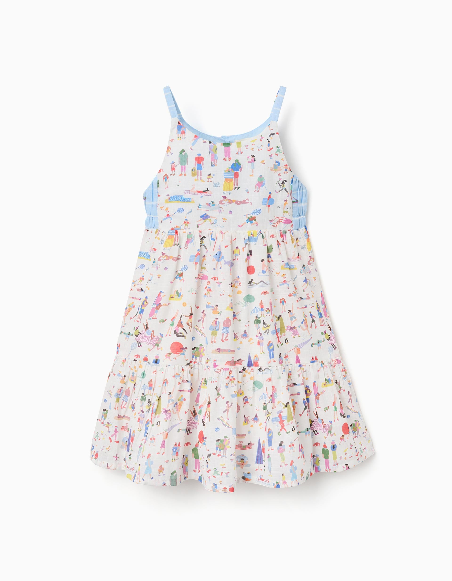 Vestido de tirantes con estampado Carolina Celas x Zippy para niña, blanco