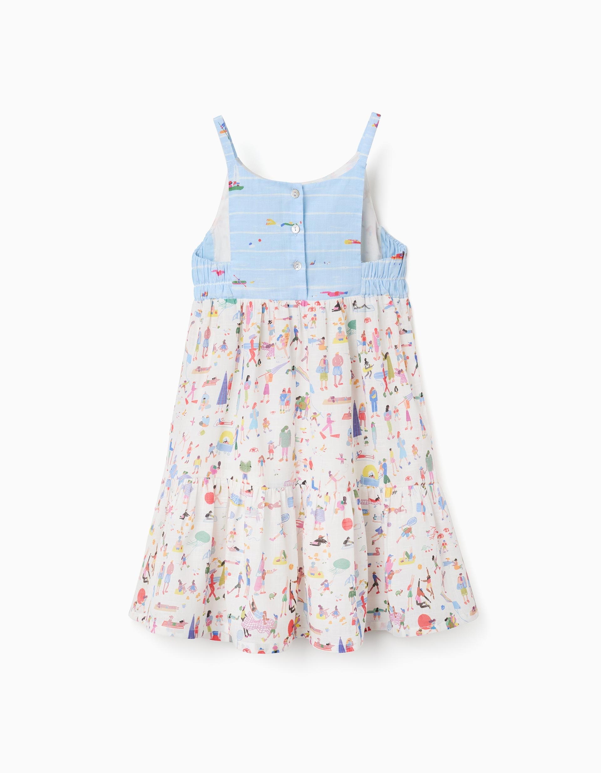 Vestido de tirantes con estampado Carolina Celas x Zippy para niña, blanco
