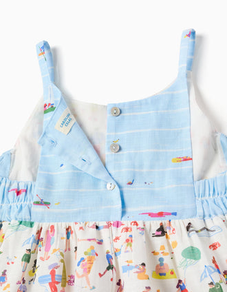 Robe à bretelles en coton à imprimé Carolina Celas x Zippy pour fille, blanc