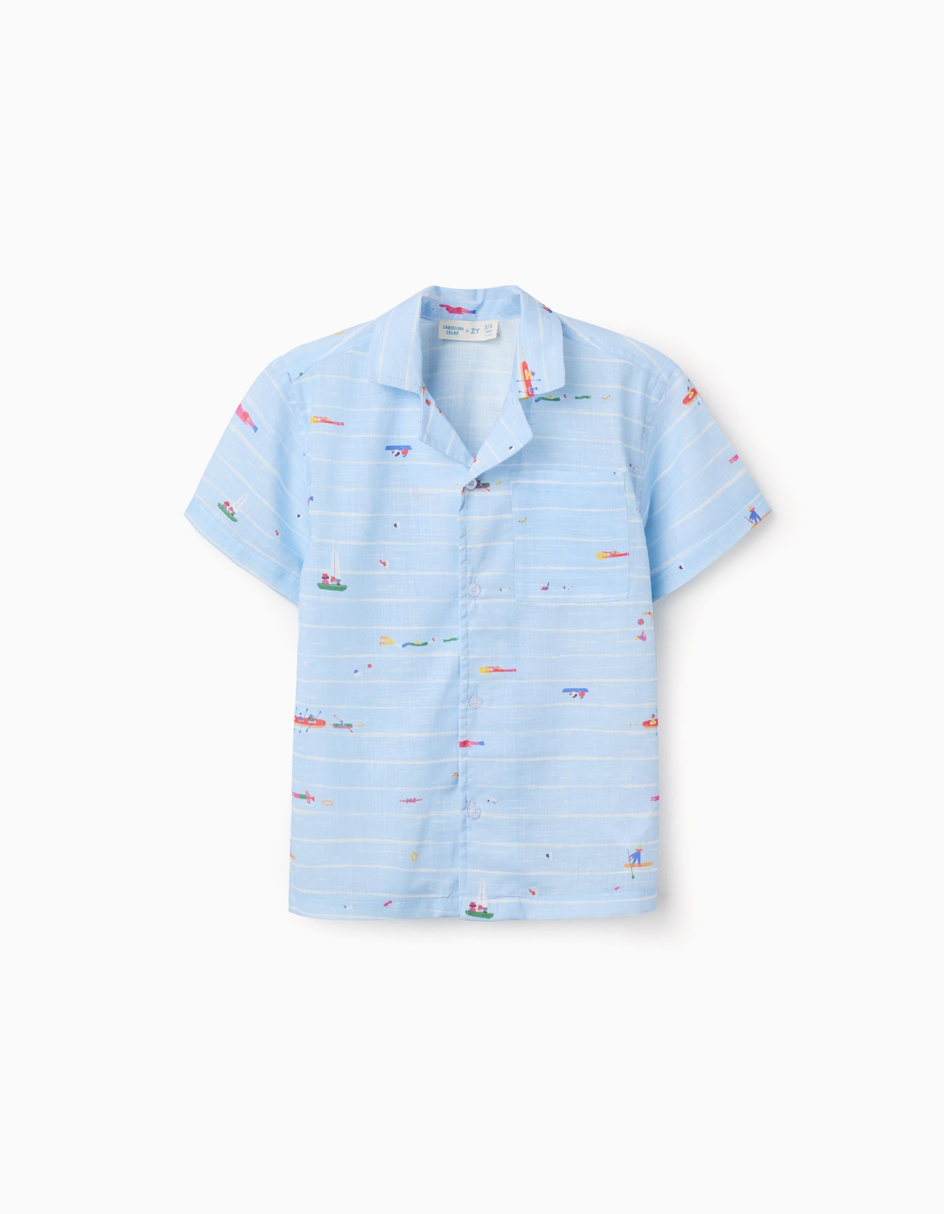 Camisa de algodón con estampado Carolina Celas x Zippy para niño, azul
