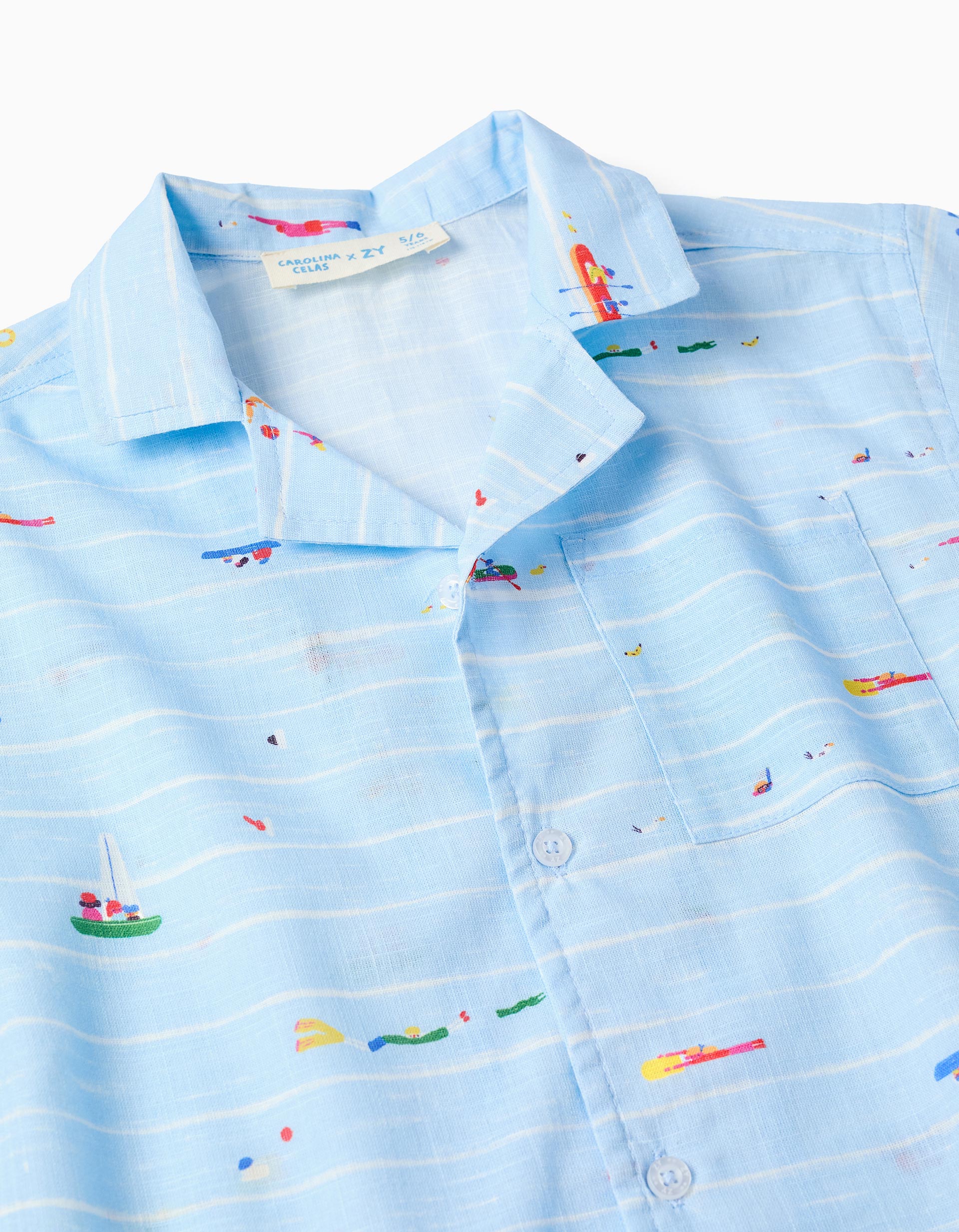 Camisa de algodón con estampado Carolina Celas x Zippy para niño, azul