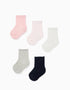Pack de 5 pares de meias com cano ondulado para bebé menina, multicolor