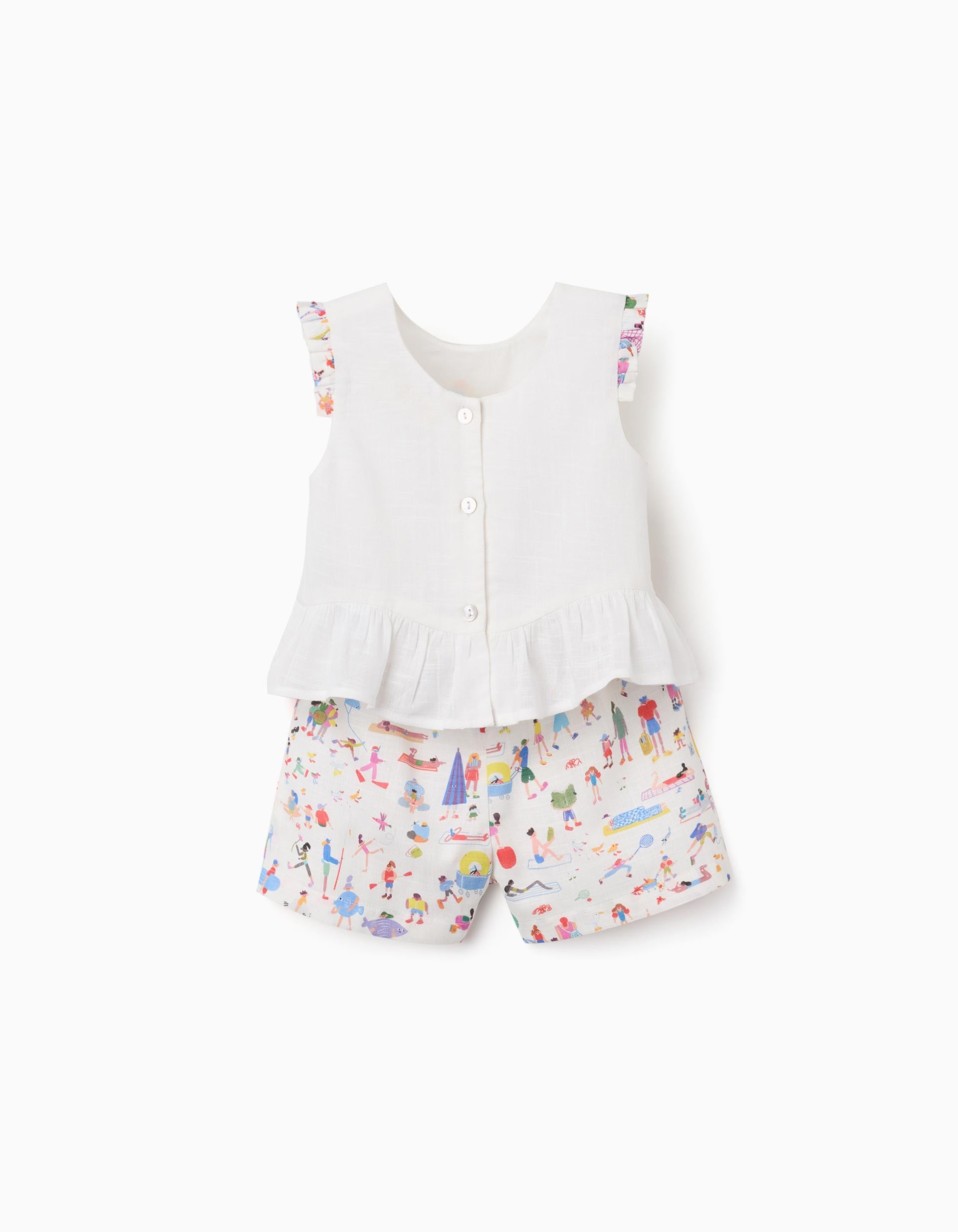 Top y pantalón corto Carolina Celas x Zippy para bebé niña, blanco