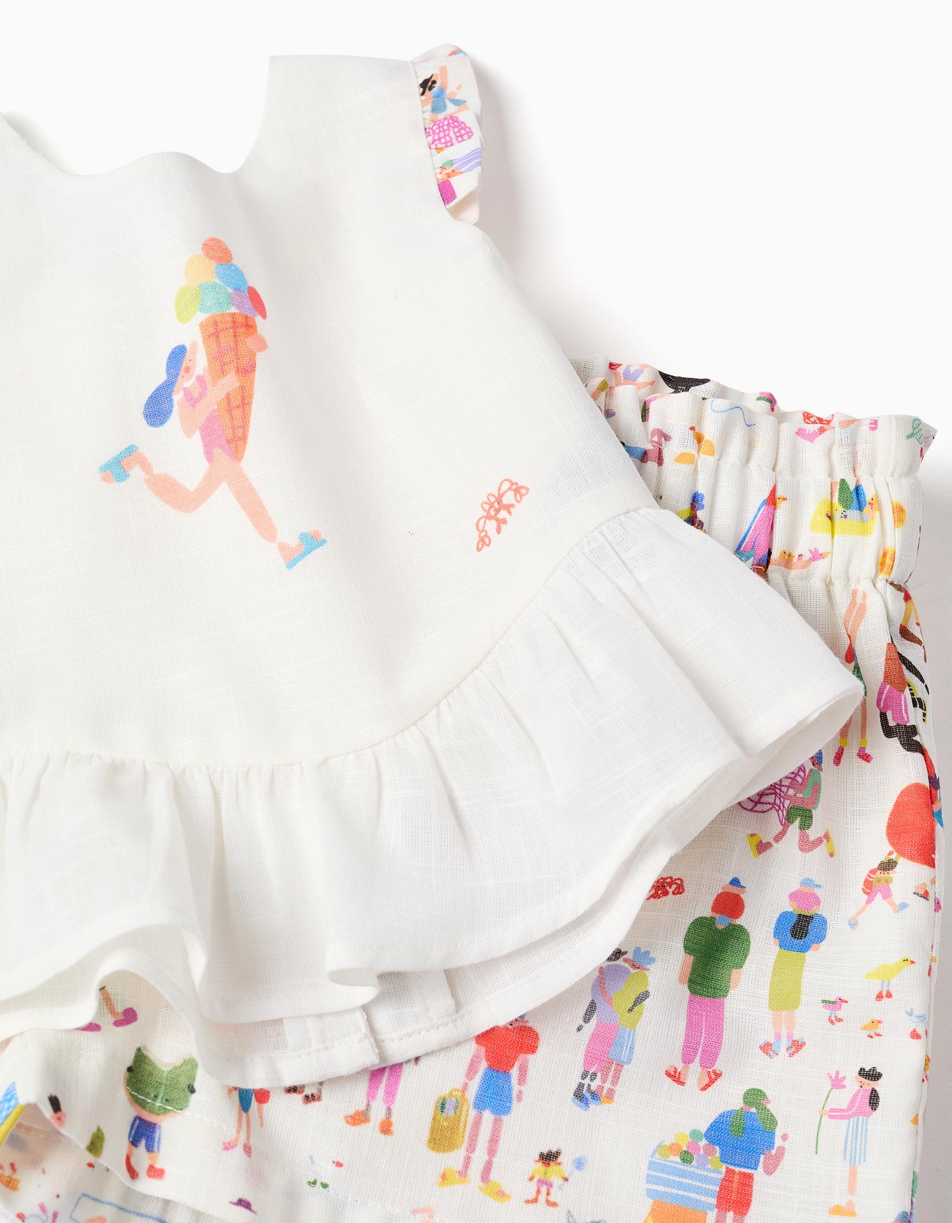 Top y pantalón corto Carolina Celas x Zippy para bebé niña, blanco