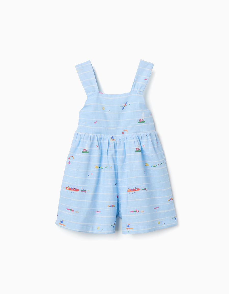 Cotton playsuit with print Carolina Celas x Zippy for baby girls, blue