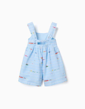 Macacão curto com estampado Carolina Celas x Zippy para bebé menina, azul