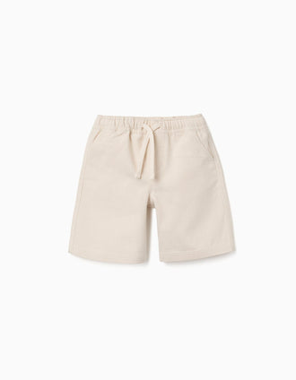 Short long en coton avec cordon Carolina Celas x Zippy pour garçon, beige