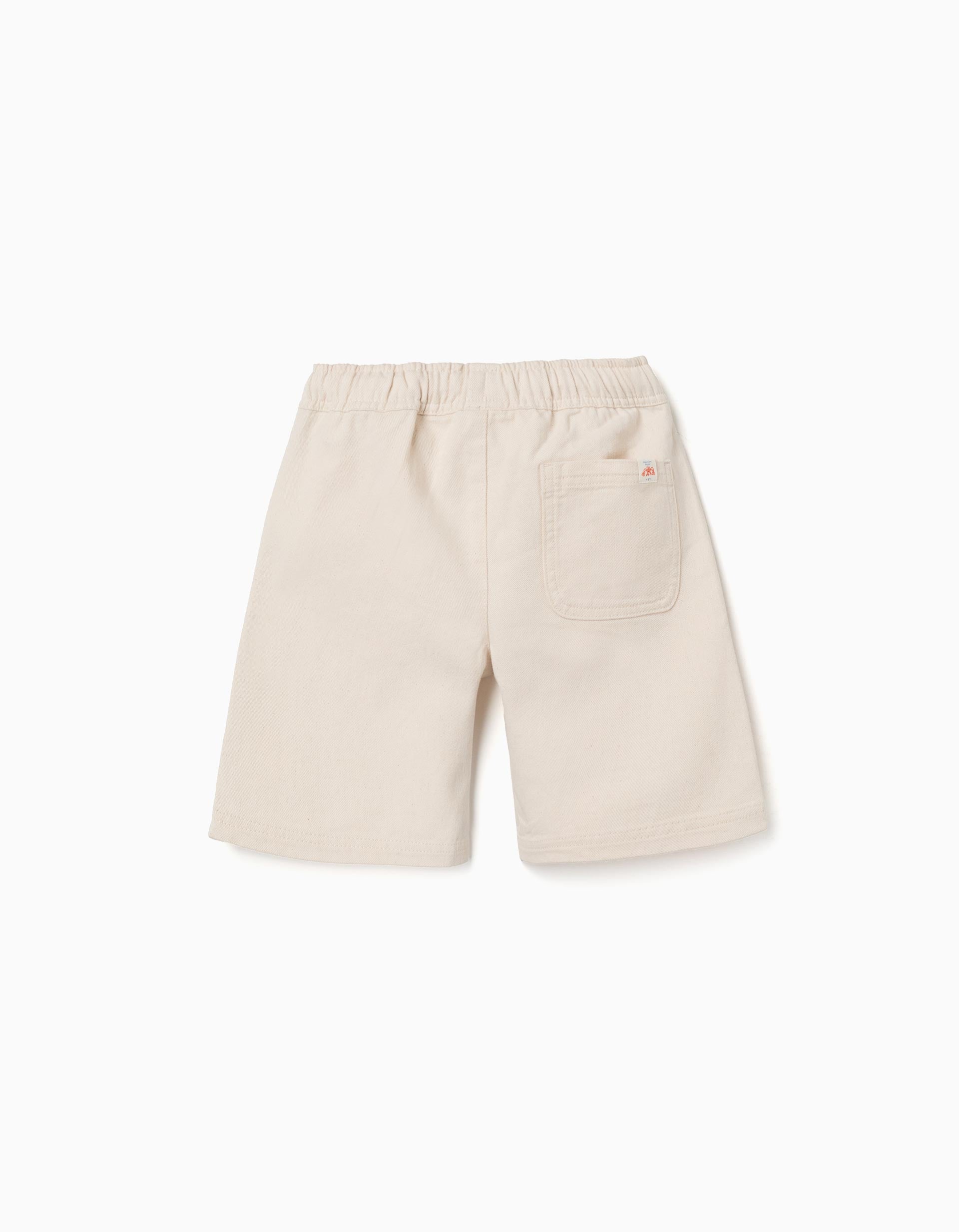 Long cotton shorts with drawstring Carolina Celas x Zippy for boys, beige
