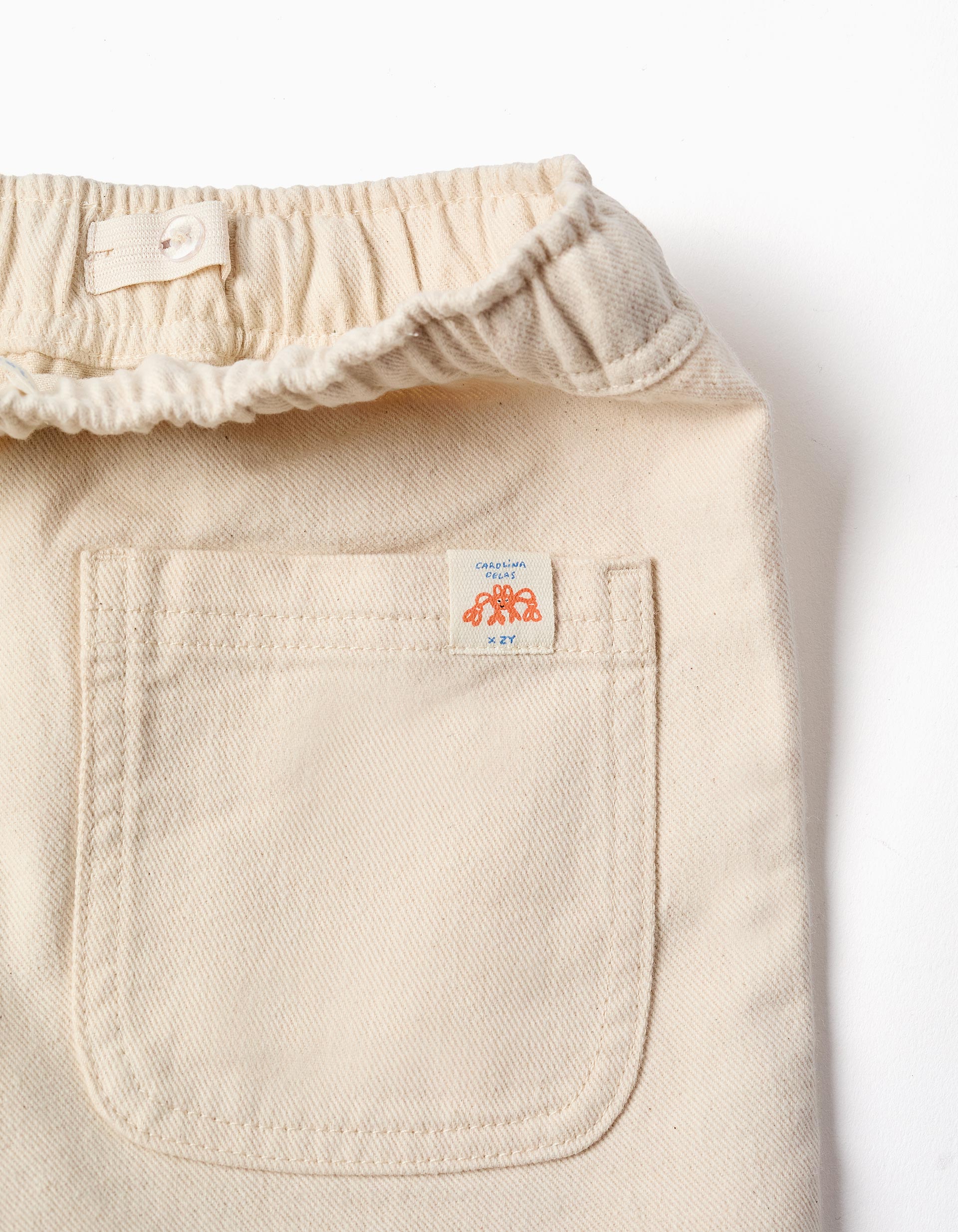 Long cotton shorts with drawstring Carolina Celas x Zippy for boys, beige