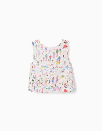 Blouse sans manches avec imprimé Carolina Celas x Zippy pour fille, blanc