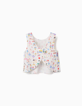Blouse sans manches avec imprimé Carolina Celas x Zippy pour fille, blanc