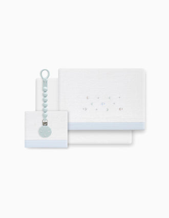 Set de Literie 3 Pcs Interbaby Éponge 60X120cm, Étoiles Bleu