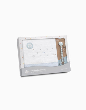 Set de Literie 3 Pcs Interbaby Éponge 60X120cm, Étoiles Bleu