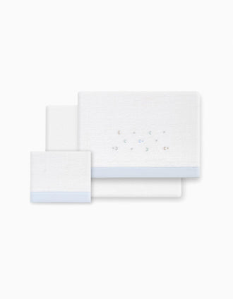 Set de Literie 3 Pcs Interbaby Éponge 60X120cm, Étoiles Bleu
