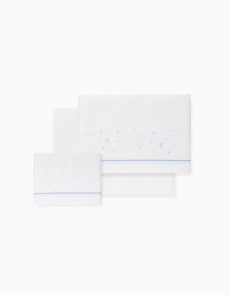 Set de Literie 3 Pcs Interbaby Coton 85X55cm, Étoiles Bleu
