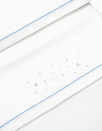 Set de Literie 3 Pcs Interbaby Coton 85X55cm, Étoiles Bleu