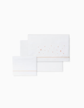 Set de Literie 3 Pcs Interbaby Coton 85X55cm, Étoiles Rose