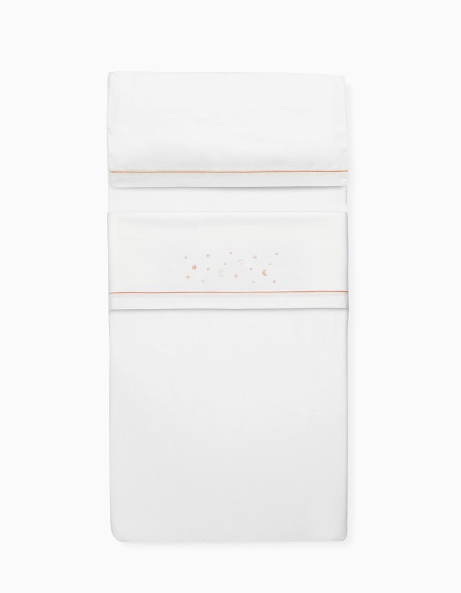 Conjunto de Lençóis 3 Pcs Interbaby Algodão 85X55cm, Estrelas Rosa