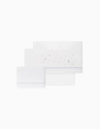 Set de Literie 3 Pcs Interbaby Coton 85X55cm, Étoiles Gris