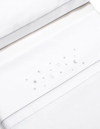 Set de Literie 3 Pcs Interbaby Coton 85X55cm, Étoiles Gris