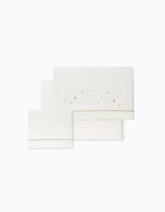 Set de Literie 3 Pcs Interbaby Coton 85X55cm, Étoiles Beige
