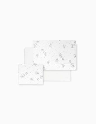 Set de Literie 3 Pcs Interbaby Flanelle 60X120cm, Éléphant Gris