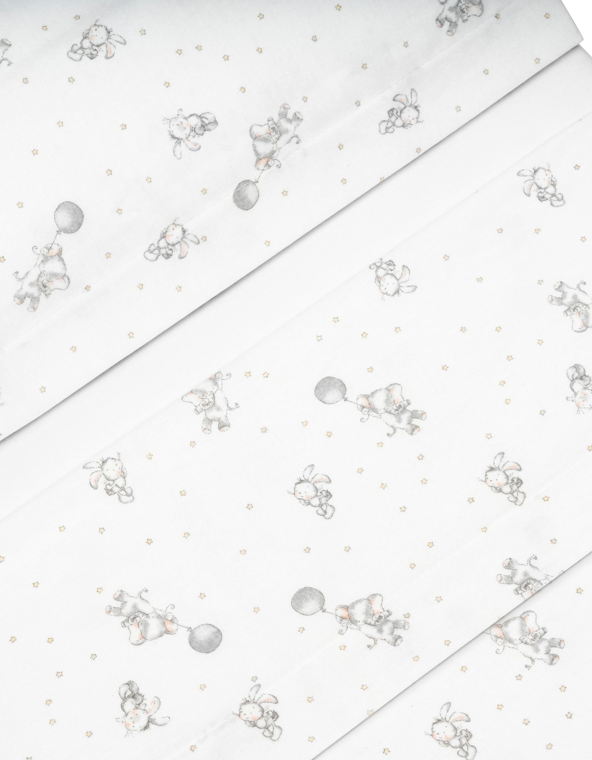 Conjunto de Lençóis 3 Pcs Interbaby Flanela 60X120cm, Elefante Cinza