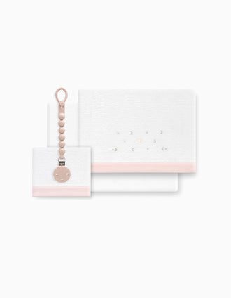 Set de Literie 3 Pcs Interbaby Éponge 60X120cm, Étoiles Rose