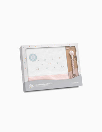 Set de Literie 3 Pcs Interbaby Éponge 60X120cm, Étoiles Rose
