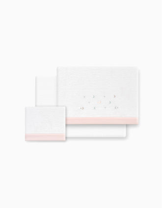 Set de Literie 3 Pcs Interbaby Éponge 60X120cm, Étoiles Rose