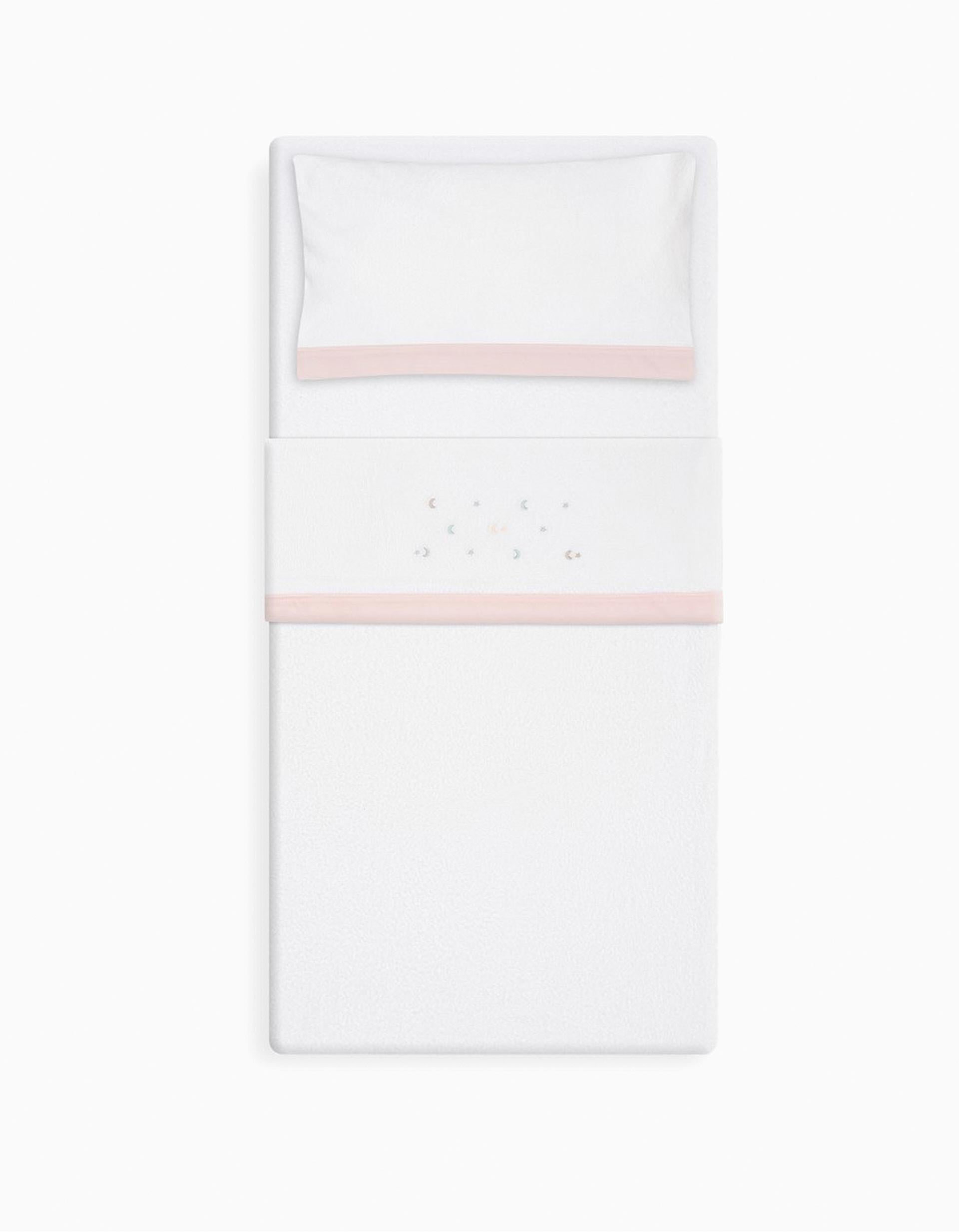 Conjunto de Lençóis 3 Pcs Interbaby Coralina 60X120cm, Estrelas Rosa