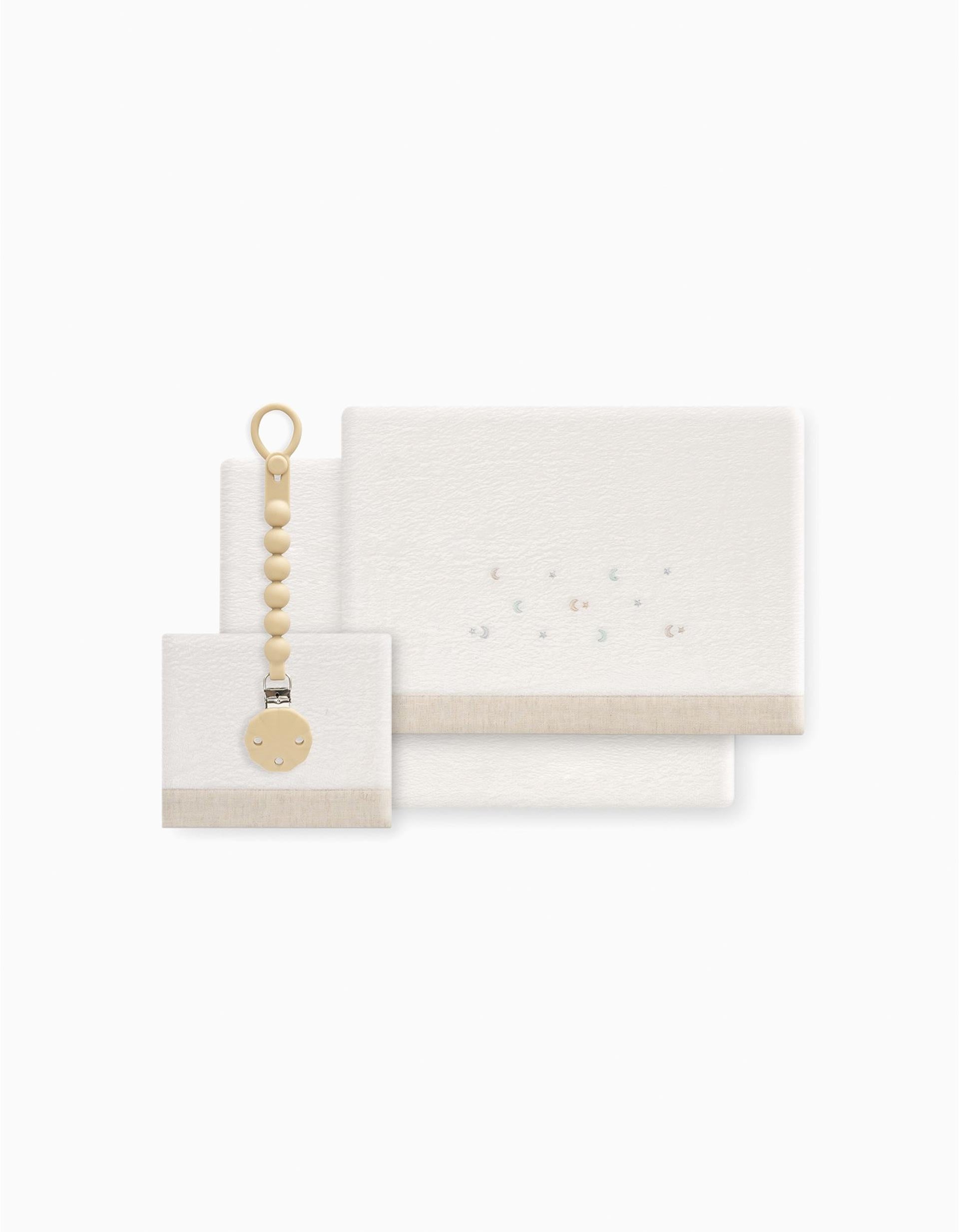 Conjunto de Lençóis 3 Pcs Interbaby Coralina 60X120cm, Estrelas Bege