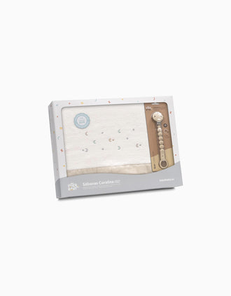 Set de Literie 3 Pcs Interbaby Éponge 60X120cm, Étoiles Beige