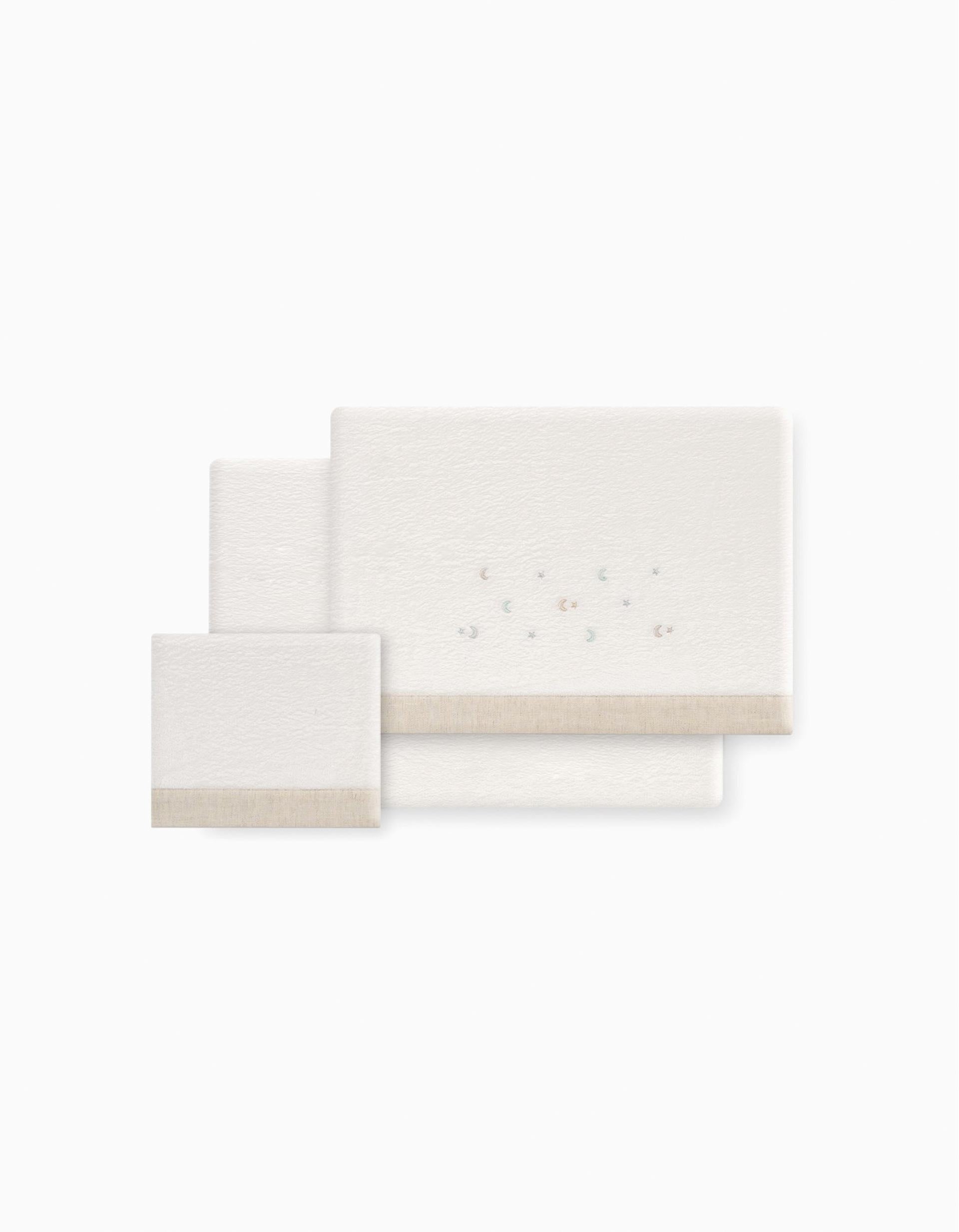 Conjunto de Lençóis 3 Pcs Interbaby Coralina 60X120cm, Estrelas Bege