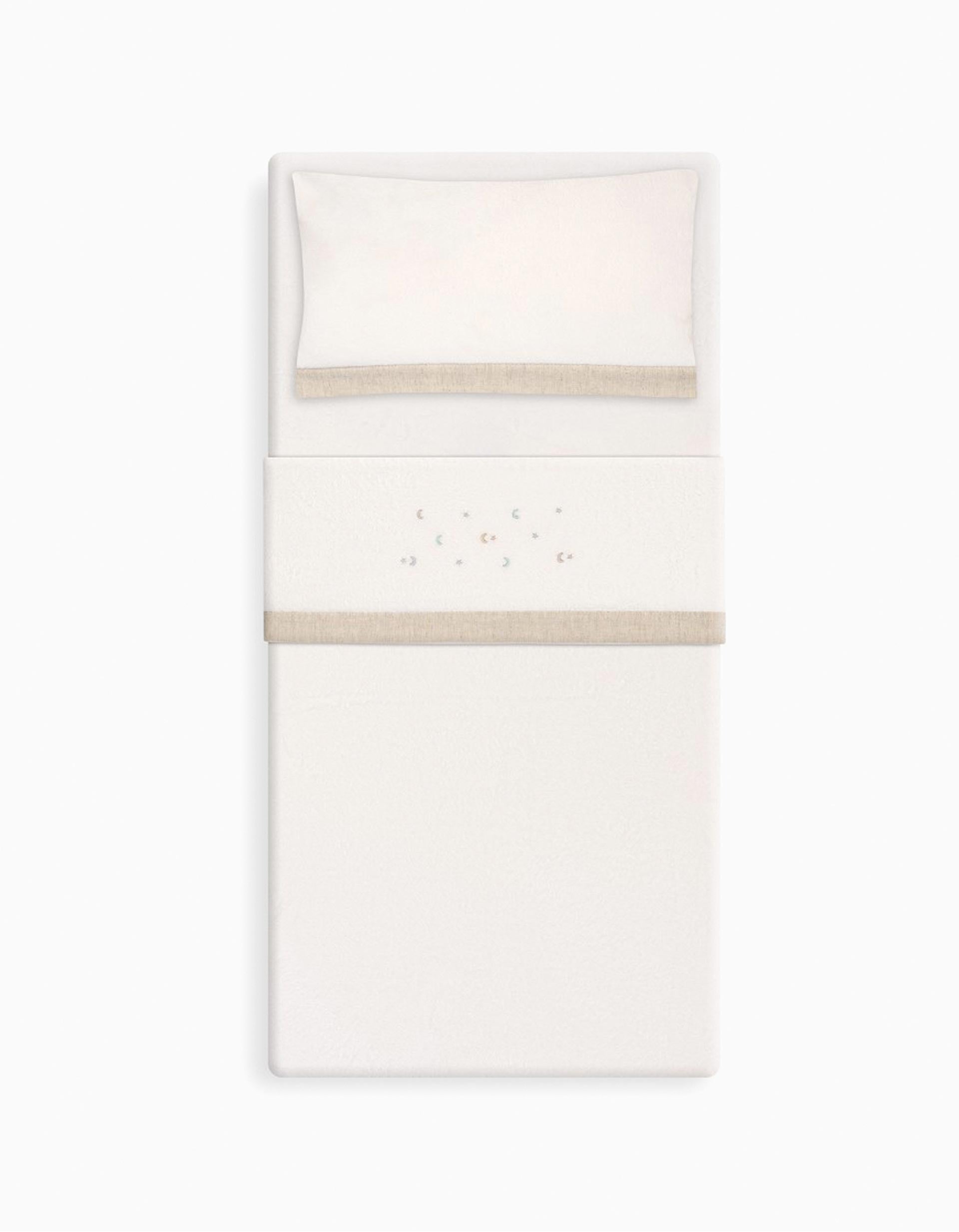 Conjunto de Lençóis 3 Pcs Interbaby Coralina 60X120cm, Estrelas Bege