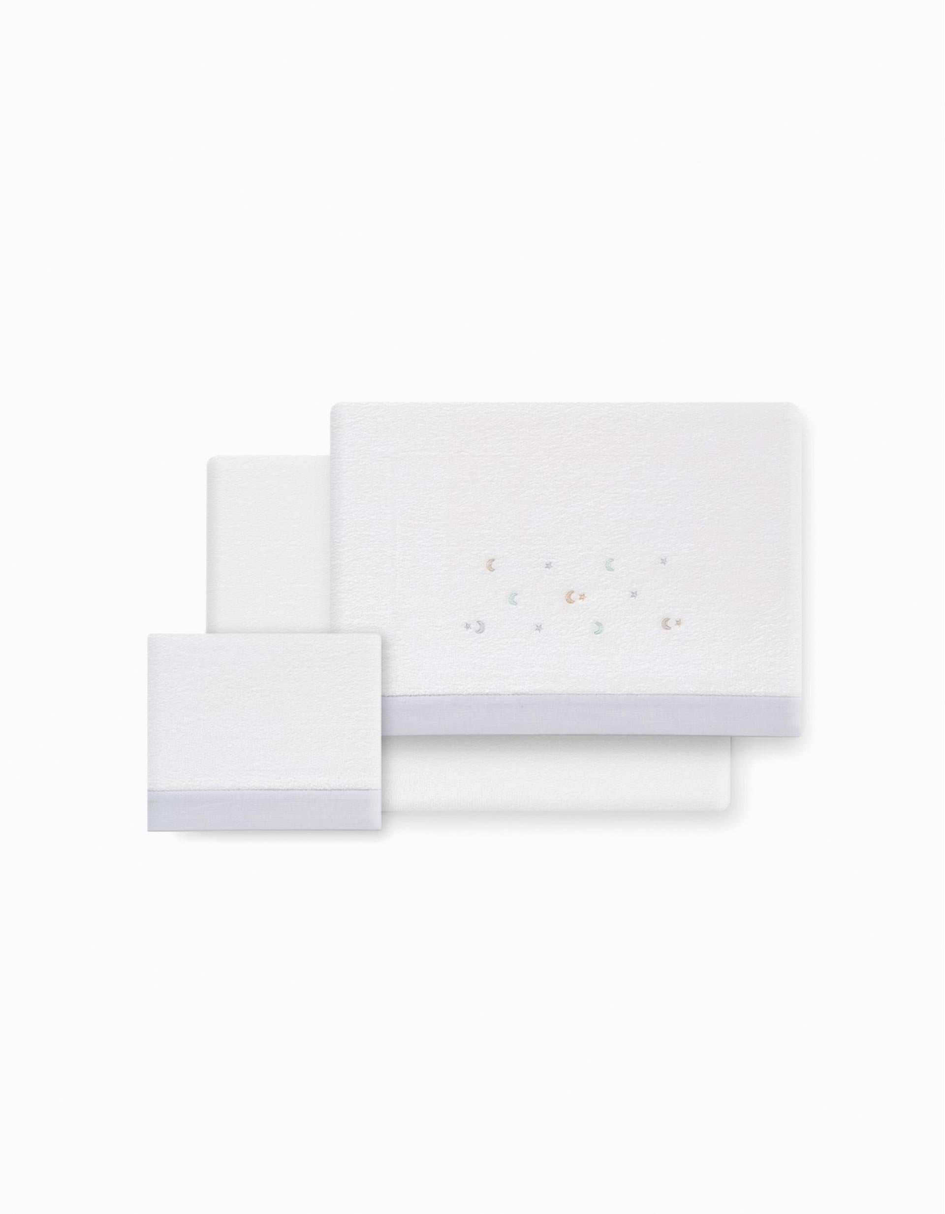 Conjunto de Lençóis 3 Pcs Interbaby Coralina 60X120cm, Estrelas Cinza